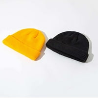 Anvazise unise Solid Color Pletene Beanie Hat Topla Brim bez manžetne kože