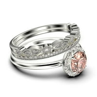 BILY MINIMALIST 2. Carat Round Morgatite i dijamantni movali zaručni prsten, klasični vjenčani prsten