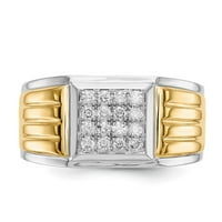 Čvrsta 14K žuta i bijela zlatna dijamantska veličina prstenaste prstena