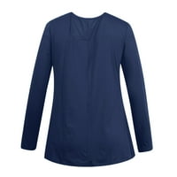 Ženske košulje plave žene s dugim rukavima V-izrez T majice pamuk plus veličina tunika TOP klauzula bluza xxl