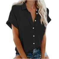 Majica Moda Ženska moći kratki rukav džepni gumb Tee Casual Popularne bluze