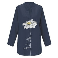 Djevojke Košulja Žene Ljeto Vrh Ženska Jesen Ležerni cvijet Print V izrez dugih rukava T-majice Modni